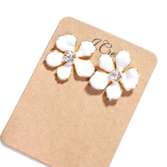 J. Crew Jewelry - Jcrew white flower crystal statement earrings